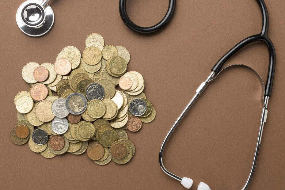 Juros Bancários: Impactos na Vida Financeira e Mental dos Médicos 20 bunch coins arrangement with stethoscope